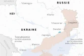 Carte des zones contrôlées par les forces ukrainiennes et russes en Ukraine au 16 avril 2024 à 19h00 GMT