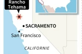 Carte de Californie localisant la fusillade survenue dans une école élémentaire de Rancho Tehama au nord de Sacramento, la capitale de l'Etat 