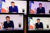 Le président français Emmanuel Macron s'adresse à la nation lors d'une allocution télévisée, le 24 novembre 2020 à Paris