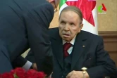 Capture d'écran après la diffusion par Canal Algérie d'images du président Abdelaziz Bouteflika recevant de hauts responsables du pays, le 11 mars 2019 dans sa résidence près d'Alger