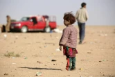 Une petite réfugiée irakienne qui a fui Mossoul, à la frontière irako-syrienne, à Rajm Salibe le 22 octobre 2016