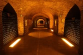 Les couloirs souterrains sous l'avenue de Champagne à Epernay, le 13 décembre 2019 où sont stockées des bouteilles de champagne prestigieuses