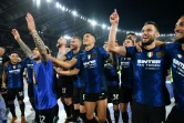 La joie des joueurs de l'Inter vainqueurs de la Coupe d'Italie en prolongation contre la Juventus, le 11 mai 2022 à Rome  