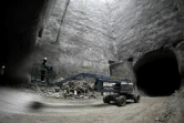 Un engin sur le chantier d'un cimetière souterrain à Jérusalem, le 21 novembre 2017