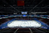 La patinoire olympique de Pékin accueille les équipes de Beijing Arcfox et deBeijing Shougang opposées lors d'un test pour les JO, le 8 novembre 2021 