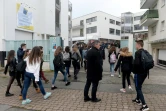 Les élèves reprennent les cours le 23 mars 2017 au lycée Saint-Joseph à Concarneau au lendemain de l'attentat meurtrier de Londres