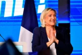 La présidente du groupe des députés Rassemblement national, Marine Le Pen, lors d'un meeting à Etrépagny, le 15 décembre 2024 dans l'Euroe