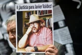 La photo du journaliste mexicain Javier Valdez, tué par balle à Culiacan, lors d'une manifestation à Mexico, le 16 mai 2017