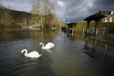 Une rue inondée à Saint-Aubin-lès-Elbeuf, dans le nord-ouest de la France, le 1er février 2018