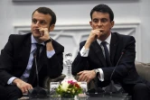 Le ministre de l'Economie Emmanuel Macron et le Premier ministre Manuel Valls le 10 avril 2016 à Alger