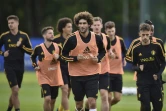 Le milieu Marouane Fellaini (c) lors d'une séance d'entraînement de la Belgique au Mondial, le 25 juin 2018 à Dedovsk