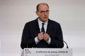 Le premier ministre Jean Castex durant une conférence de presse sur la stréatégie pour lutter contre la propagation du Covid-19 le 22 avril 2021
