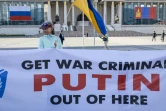 Manifestation contre la venue du président russe Vladimir Poutine, à Oulan-Bator le 2 septembre 2024