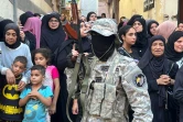 Aux obsèques, dans le camp de réfugiés palestiniens d'Aïn al-Heloué, au Liban, de Khalil Al-Maqdah, un chef militaire du Fatah palestinien, tué par une frappe israélienne dans le sud du Liban, le 21 août 2024