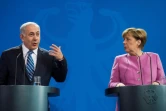 La chancelière allemande Angela Merkel (D) et le Premier ministre israélien Benjamin Netanyahu lors d'une conférence de presse à Berlin le 16 février 2016