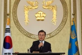 Le président sud-coréen Moon Jae-In donne une conférence de presse à Séoul, le 17 août 2017