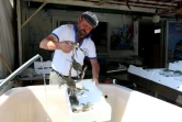 Le capitaine Baci Dyrmishaj, pêcheur depuis plus de 25 ans à Vlora, en Albanie, le 22 juillet 2021 