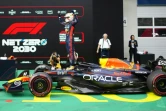 Max Verstappen juché sur sae Red Bull après sa victoire sur le circuit de Spielberg, le 2 juillet 2023 