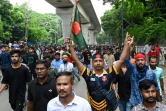Des manifestants réclament la démission de la Première ministre bangladaise Sheikh Hasina, le 4 août 2024 à Dacca