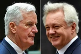 Le négociateur en chef pour la Commission européenne Michel Barnier (G) et le ministre britannique du Brexit David Davis