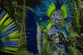 Un membre de l'école de samba Mangueira défile sur le sambodrome, le 5 mars 2019 lors du Carnaval de Rio, au Brésil