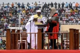 Le nouveau président gambien, Adama Barrow, lors de la fête de son investiture, le 18 février 2017 au stade de l'Indépendance à Bakau, près de Banjul