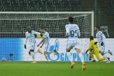 L'attaquant belge de l'Inter Milan, Romelu Lukaku, marque son 2e but contre le Borussia Moenchengladbach, lors du match de Ligue des Champions, le 1er décembre 2020 à Moenchengladbach