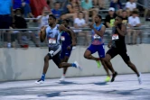 Noah Liles en tête de la finale du 200 m aux Championnats des Etats-Unis d'athlétisme, le 28 juillet 2019 à Des Moines dans l'Iowa