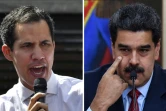 Photo montage créé le 25 janvier 2019 de Juan Guaido (g) qui s'est autoproclamé président du Venezuela et du président en titre Nicolas Maduro
