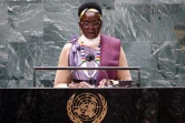 La vice-présidente du Soudan du Sud, Rebecca Nyandeng De Mabior, lors d'une assemblée générale des Nations Unies au siège de l'ONU le 24 septembre 2021 à New York