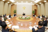 Réunion du Bureau politique, sous la direction de Kim Jong Un (image diffusée par l'agence officielle KCNA)
