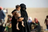 Une réfugiée irakienne qui a fui Mossoul, à la frontière irako-syrienne, à Rajm Salibe le 22 octobre 2016