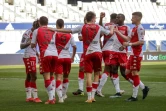 La joie des joueurs de Monaco après leur victoire en Ligue 1 à Bordeaux, le 18 avril 2021