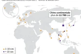 Pays et territoires où ont été confirmés des cas du nouveau coronavirus
