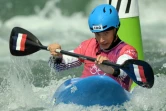 Le Français Titouan Castryck lors de son 8e de finale de l'épreuve de kayak cross des JO-2024 à Vaires-sur-Marne, le 4 août 2024