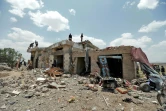 Site d'Arhab, localité située à la sortie nord de Sanaa, frappé par un raid aérien, le 23 août 2017