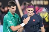 Le Serbe Novak Djokovic, vainqueur du Suisse Roger Federer (7-6, 6-4, 6-3), en demi-finale de l'Open d'Australie, le 30 janvier 2020 à Melbourne