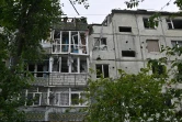 Un immeuble endommagé à Okhtyrka, le 1er août 2022 en Ukraine