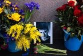 Sur le mémorial érigé à la mémoire de l'opposant russe Boris Nemtsov, à l'occasion du sixième anniversaire de son assassinat, dans le centre de Moscou, le 27 février 2021