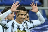 La joie de Cristiano Ronaldo après son triplé en Serie A, le 14 mars 2021 sur le terrain de Cagliari