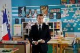 Emmanuel Macron dans l'école de Berd?huis (Orne), le  12 avril 2018