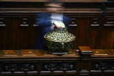 Un député dépose son bulletin dans l'urne lors d'un vote au Sénat à Rome le 24 mars 2018