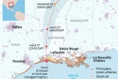 Localisation et trajectoire prévue de l'ouragan Laura, qui a touché terre jeudi sur les côtes de la Louisiane.