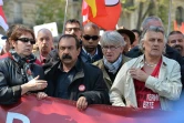 Bernadette Groison (FSU), Philippe Martinez (CGT) et Jean-Claude Mailly (FO) lors du défilé de la fête du travail le 1er mai 2016 à Paris