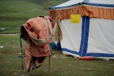 Une tente le 25 juillet 2016 sur le plateau tibétain de Yushu dans la province chinoise du Qinghai 
