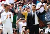 Roger Federer (à droite) aux côtés du Serbe Novak Djokovic à Wimbledon, le 3 juillet 2022 