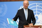 L'envoyé spécial de l'ONU pour la Syrie, Staffan de Mistura, lors d'une conférence de presse à la veille de nouveaux pourparlers de paix, le 15 maiu 2017 à Genève