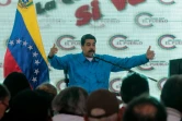 Le président vénézuélien Nicolas Maduro s'adresse à ses partisans, lors d'un meeting, le 25 juillet 2017 à Caracas
