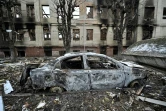 Un bâtiment militaire détruit par un bombardement dans la ville de Brovary, près de Kiev, le 1er mars 2022