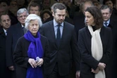 La veuve de Claude Erignac, Dominique Erignac, et ses enfants, lors de l'inauguration d'une place au nom de son mari, le 6 février 2018